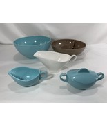 Retro/Vintage MELMAC PLASTIC Bowl Cream Sugar Divided Dish - Aqua Brown ... - $14.85