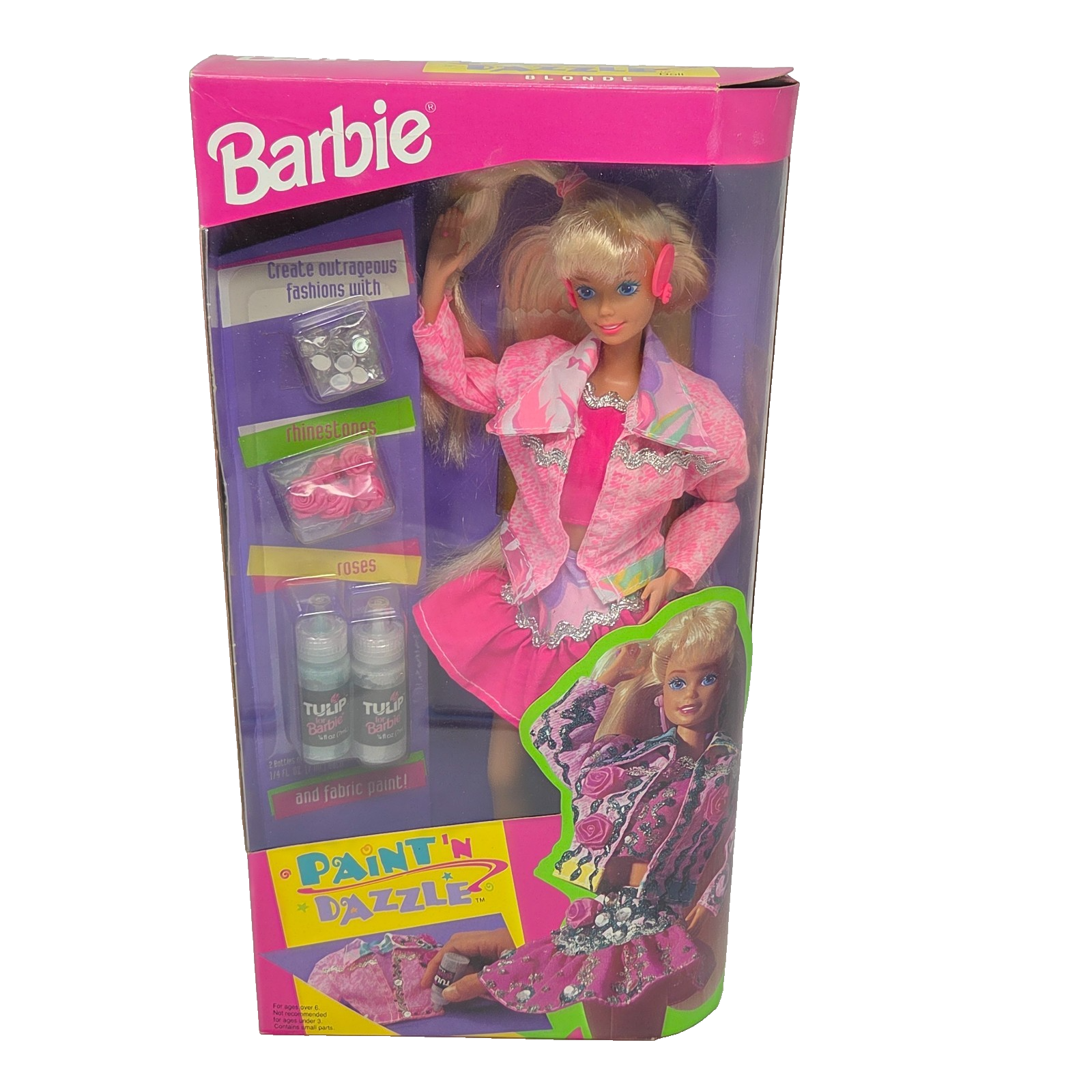 VINTAGE 1993 PAINT N DAZZLE BLONDE BARBIE DOLL MATTEL # 10039 NEW IN BOX - $38.00