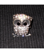 Figural OWL Stretch Ring Fashion Jewelry Aurora Borealis Rhinestone Encr... - £15.65 GBP