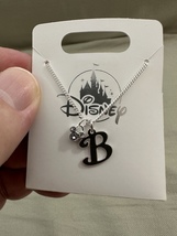 Disney Parks Mickey Mouse Faux Gem Icon Letter Initial B Necklace Silver... - £25.87 GBP