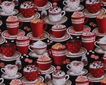 Cotton Hot Chocolate Cocoa Drinks Food Desserts Fabric Print by the Yard... - £11.02 GBP