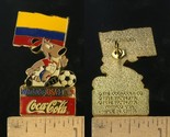 VINTAGE FIFA USA WORLD CUP SOCCER 1994 MASCOT &amp; COCA COLA COLUMBIA PIN - £3.94 GBP