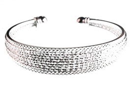 EleQueen Shiny Silver Tone 10-row Austrian Crystal Bangle Cuff Bracelet NWT - £17.63 GBP
