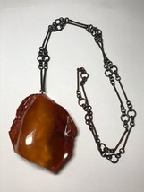 Vintage Extra Large Butterscotch Baltic Amber Nugget Necklace &amp; Chain 52 g - £389.51 GBP