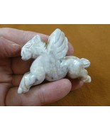 (Y-PEG-RU-729) white PEGASUS gemstone carving mythical wings horse gem F... - $24.02 CAD
