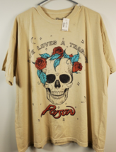 Poison Pale Graphic T Shirt Womens Size Large Yellow Beige Life Loves a Tragedy - £12.66 GBP