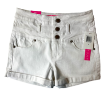 Tinseltown Womens Denim Couture Jean Shorts White Cuffed Buttons Mid Rise 1 New - £19.26 GBP