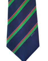 SECA  Men&#39;s Tie Classic Style  Silk Navy Green Red Stripes France - £14.00 GBP