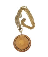 Vintage Wooden Nickel 1800 Charm Gold Tone Multi Chain Necklace Wood Met... - £7.59 GBP