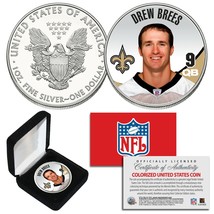 DREW BREES QB #9 Saints NFL 1 oz PURE.999 SILVER AMERICAN EAGLE with Del... - £67.23 GBP