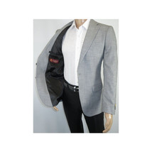 Men Sport Coat by Berlusconi Turkey Soft European Plaid #AT77 02 Gray Linen image 5