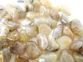 Three Rutilated Quartz Tumbled Stones 20-25mm Healing Crystals Astral Tr... - $108.68 MXN