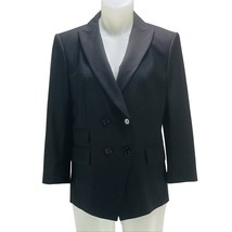 ANN TAYLOR Jacket Womens Size 10 Wool Blend Double Breast Blazer Black NEW - £16.20 GBP