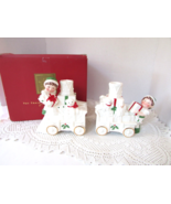 Lenox Bone China Santa&#39;s Holiday Toy Train Candlestick Holders 2 Pc Boxed - $24.70