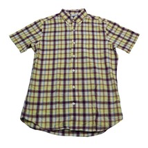 Old Navy Shirt Mens S Yellow Red Plaid Slim Fit Button Up Dress Short Sl... - £14.97 GBP