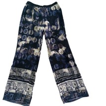 NIC + ZOE Womens Chiffon Flowy Pants Geometric Print Purple Blue Trouser... - $22.77