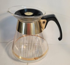 Pyrex 8 Cup Coffee Pot/Caraffe with Gold Band MCM Mid Century Vintage - £28.21 GBP