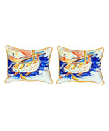 Pair of Betsy Drake Betsy’s Row Boat Large Indoor Outdoor Pillows 16 In.... - £71.20 GBP