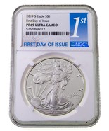 2019-S Silver American Eagle Proof Graded by NGC as PF69 Ultra Cameo FDOI - $3,096.29 MXN