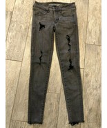 American Eagle Super Super Stretch Jegging Jeans 2 Destroyed Holes 2R Gr... - $350.60 MXN