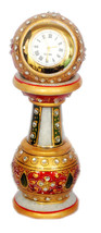 Handicraft-Meenakari Work Decorative Office Table Marble Ball Shape Watch - £31.76 GBP
