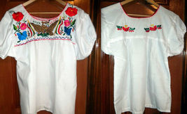 Womens White Top W/Beautiful Floral Eagle VIVA MEXICO Folklorico Embroid... - $35.15+