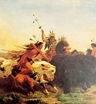Buffalo Hunt Native American 1979 Old American West Art Print Carl Wimar LGAD98 - £39.33 GBP