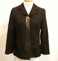 Louis Feraud Black Leather Wool Blazer US 4 D 34 mint - £61.60 GBP