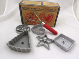 Vintage Nordic Ware Double Rosette and Timbale Iron 5 Patty Shells Cookie Mold - £9.06 GBP