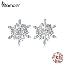 bamoer Authentic 925 Silver Romantic Snowflakes Earrings for Women Korean Style  - £16.05 GBP