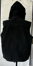 Ladies&#39; Hooded Suede Vest, Black, Zipper, 2 Zippered Pockets, XL - $29.97