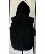 Ladies&#39; Hooded Suede Vest, Black, Zipper, 2 Zippered Pockets, XL - $29.97
