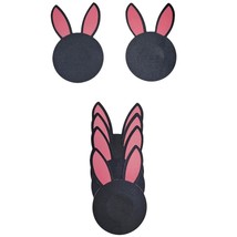 Black Bunny Shaped Pasties Pink Rabbit Ears Self Adhesive Covers 3 Pair ... - £11.86 GBP