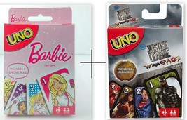 Combo of Barbie Justice League UNO Card Games Brand new sealed Original ... - $28.99