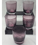 PIER 1 IMPORTS 3.75&quot; Rocks Glass Amethyst Purple Ribbed Swirl - UNUSED S... - $782.80 MXN
