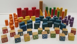 N) Vintage Lot of 82 Piece Wooden Toy Blocks Letters - £23.70 GBP