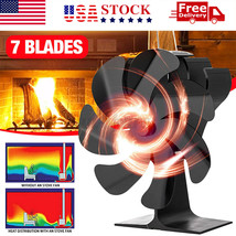 7 Blade 1400Rpm Fireplace Stove Fan Heat Powered Silent Wood Log Fuel Sa... - $57.99