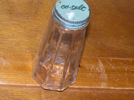 Vintage Co-Salt Advertising Clear Glass Angled Bottle w Bluish Green Met... - £6.12 GBP