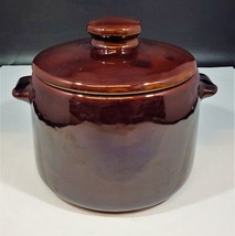 West Bend Vintage Bean Pot Crock Brown Glazed Stoneware W/Lid USA Pottery 1950’s - £27.21 GBP