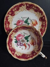 Gorgeous Paragon Red And Gold Tea Cup And Saucer Floral Bone China England - £68.95 GBP