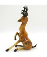 Vtg 1950s Hand-Painted Plastic Reindeer Figurine Antlers Spotted Back 8&quot; - $15.84