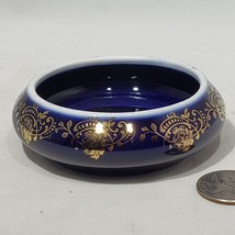 VTG Limoges Gold Gilt Cobalt Blue Trinket Dish Veritable Porcelain France - £13.51 GBP
