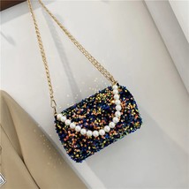 Ladies  Sequins Cylinder Bags Chains  Messenger Handbags Party Clutch for Ladies - £87.41 GBP