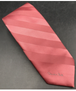 Vintage Oscar de la Renta Dark Pink Textured Striped Skinny Tie 3&quot; Wide ... - £10.77 GBP