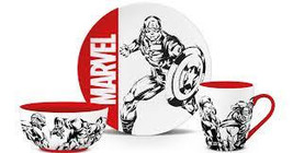 Marvel 3-Piece Tableware Set (Logo Design) 11oz Coffee Mug, Plate, and Bowl - $48.10