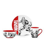 Marvel 3-Piece Tableware Set (Logo Design) 11oz Coffee Mug, Plate, and Bowl - $48.10