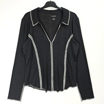 Anthropologie Pilcro Stitched Long Sleeve Black Top Size XL NEW - £32.01 GBP