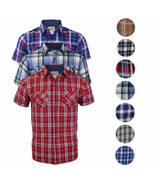 Overdrive Men&#39;s Cotton Plaid Button Up Casual Short Sleeve Slim Fit Dres... - $302.32 MXN+