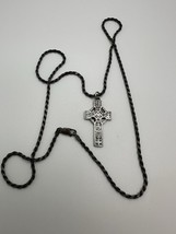 Vintage Sterling Silver Celtic Cross 4cm Rope Chain Necklace 24” - $42.08