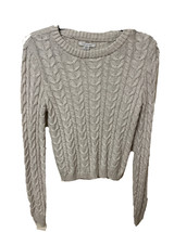 American Eagle Size M Cropped Rib Knit Relaxed Pullover Sweater Cream - £10.61 GBP